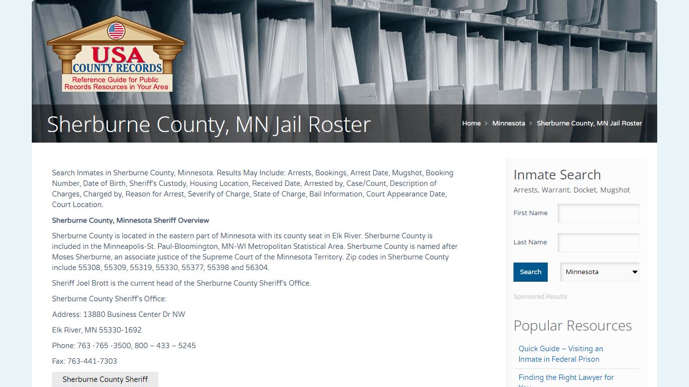 Sherburne County, MN Jail Roster | Name Search